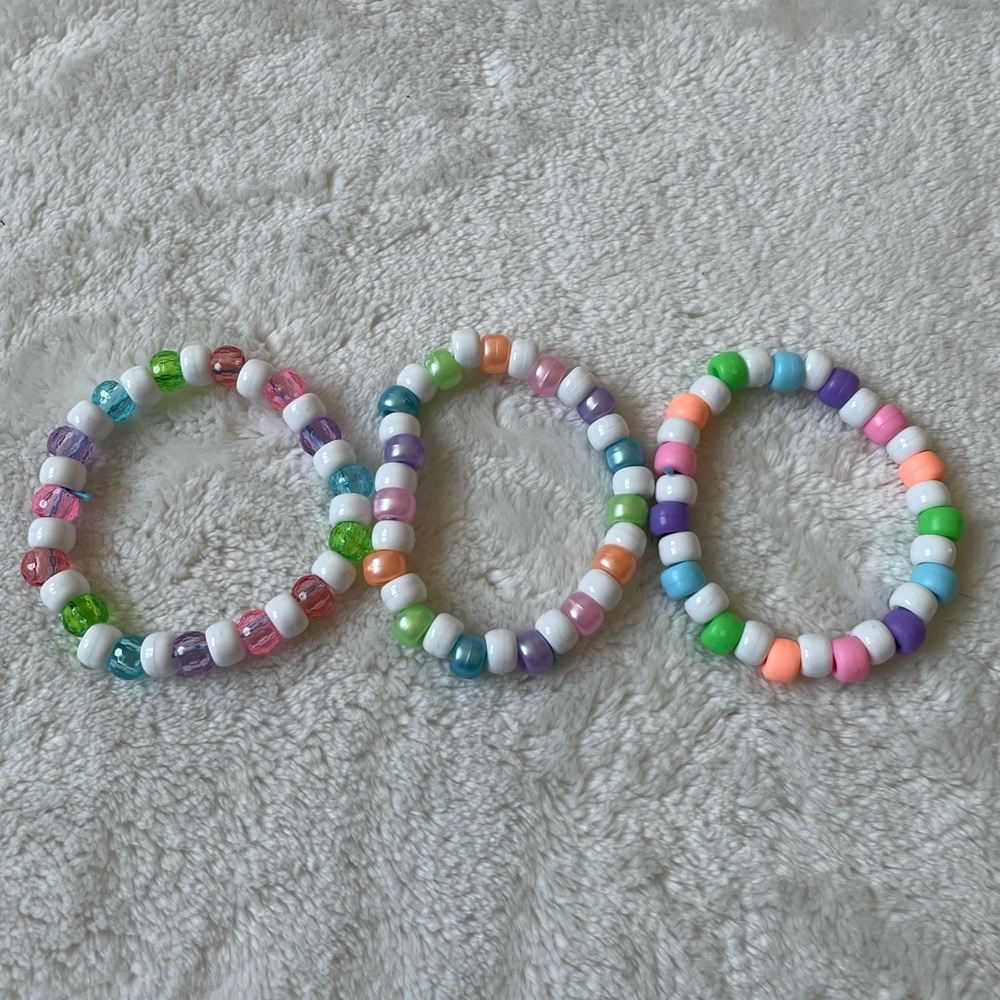 Set of Ten (10) Pastel Rainbow Kandi Bead Bracelets - Picture 3 of 5